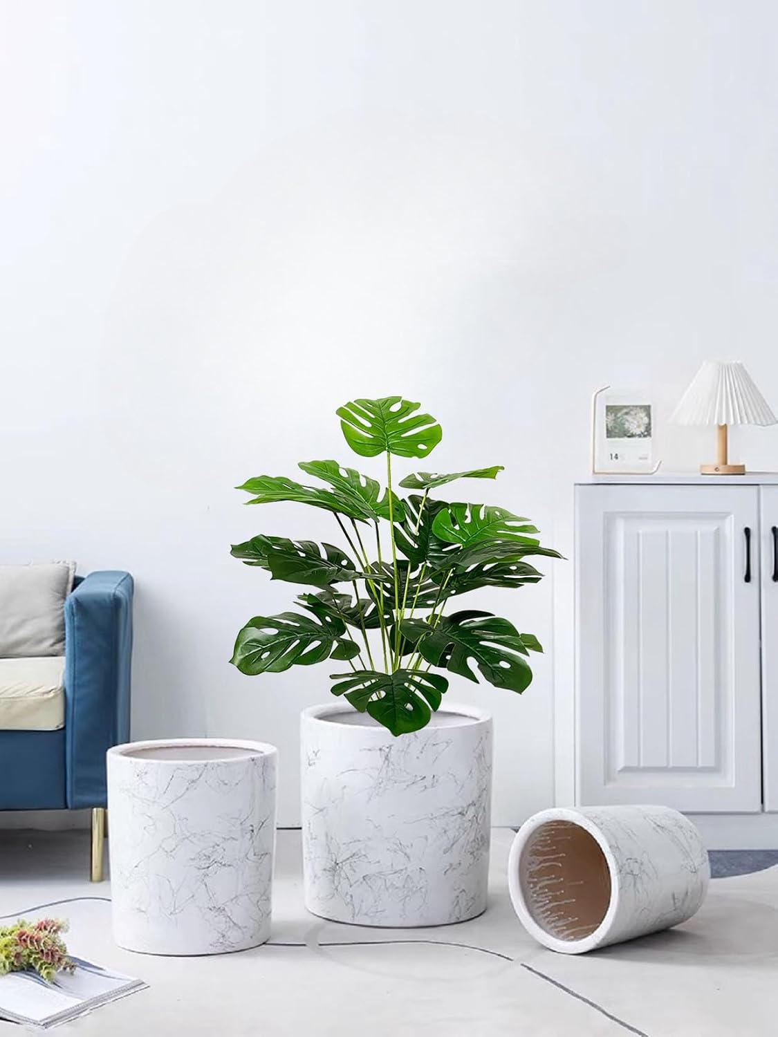 Artificial Plant Like Real Plastic Artificial Plants Large in Pot Artificial Palm Tree Fake Palm Tree Decoration Bathroom Living Room Bedroom Balcony Wedding Indoor Outdoor Decoration (75 cm, Green, Large Monstera) – Bild 3