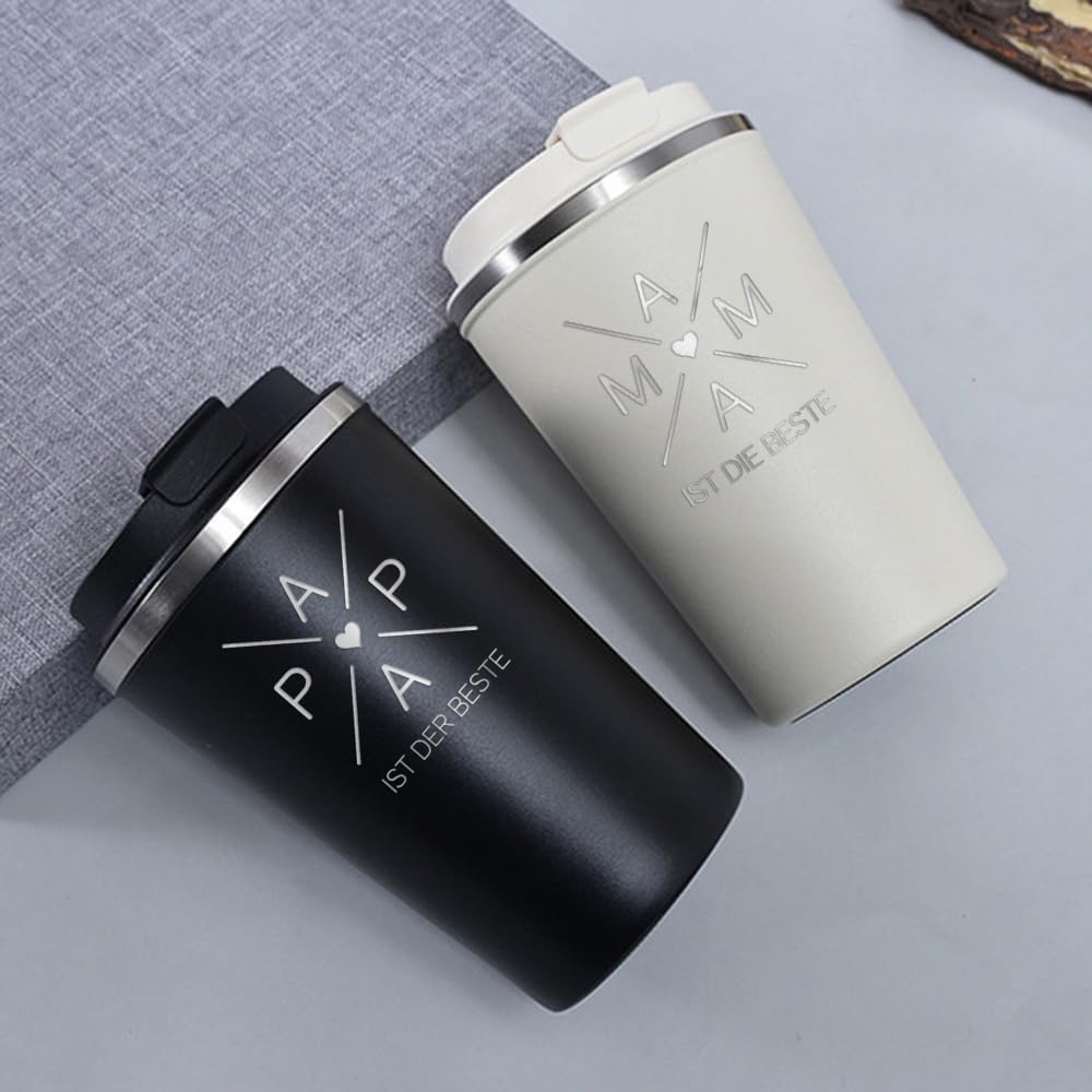 LOZACHE Papa Gift Thermal Mug Coffee to Go Engraved Papa ist der Beste – Bild 5