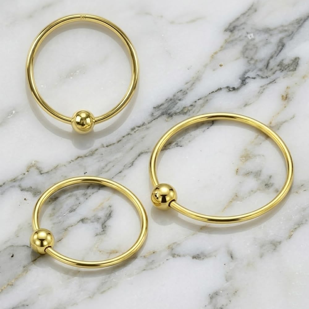 Monster Piercing 9K Gold Nose Ring Nose Piercing 22 Gauge - 8 mm or 10 mm Diameter Open Nose Ring Nose Piercing Women Men – Bild 7