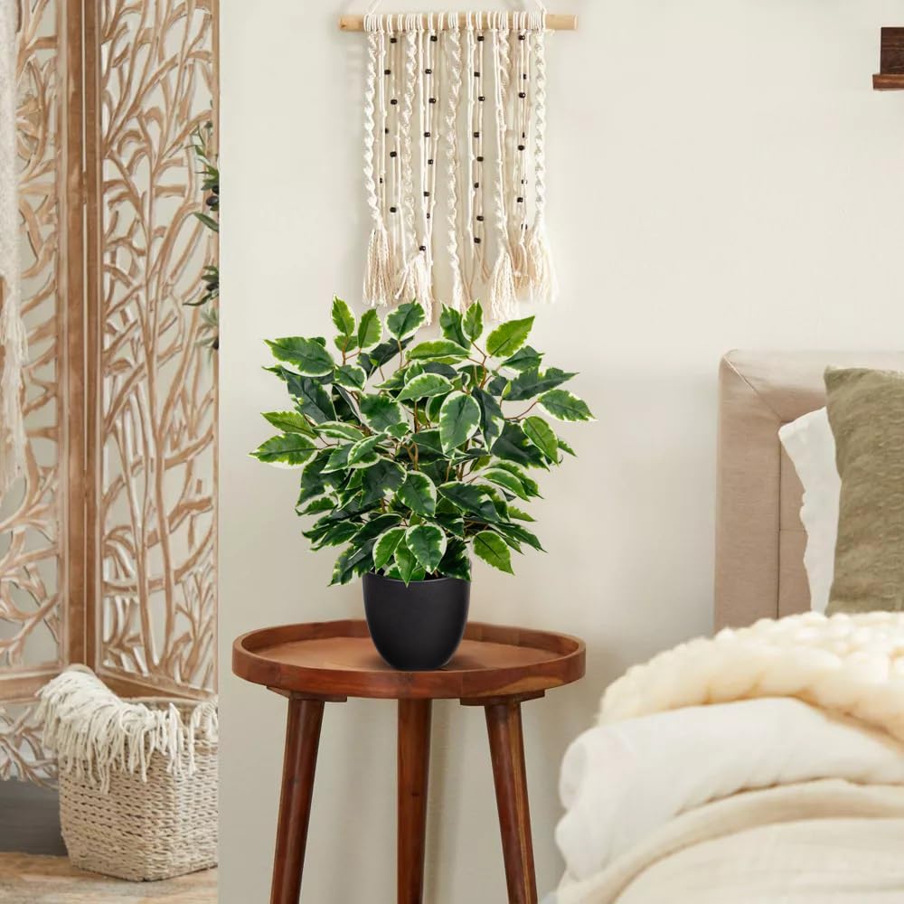 Hollyone Artificial Plants Like Real Ficus 40 cm Artificial Ficus Plants in Pot Green Plant Decorative Indoor Plant for Windowsill Living Room Bathroom Table Decoration Light Green – Bild 5