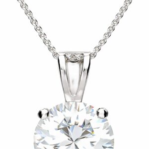 Premium Women's Necklace 925 Sterling Silver with a Zirconia Stone Pendant 8 mm Chain Solitaire Rhinestone Glitter Stone Pendant White Round Drop Bridal Jewellery