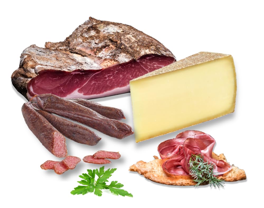 Almgourmet - "Brotzeitteller" Compilation of 3 Tyrolean specialities - with bacon, mountain cheese and roots