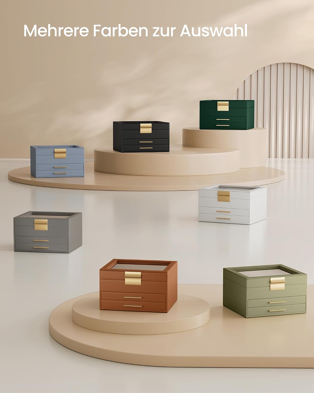 Songmics Jewellery Box with Glass Lid, 3 Levels, 2 Drawers – Bild 6
