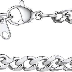 PROSTEEL Men's Bracelet Classic Curb Chain 3.5/6/9/12 mm 21 cm Cuban Link Chain Bracelet Men's Hip Hop Bracelet Fashion Jewellery Gift for Men Women Stainless Steel / 18 K Gold-Plated