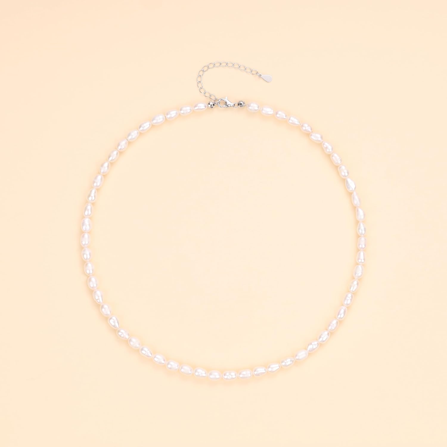 COAI GAVU Women's Necklace with White Freshwater Pearls and 925 Silver Chain – Bild 5