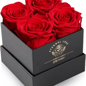 Impouo Eternal Rose, 4 Infinity Roses, Rose Box, Preserved Rose, Birthday