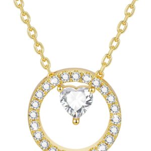 VNOX Women’s Gold Circle Necklace – Gold Chain Women’s with Heart Pendant
