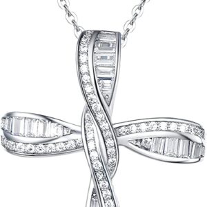 FANCIME Women’s Necklace with Infinity Symbol Cross Pendant Chain Infinity Made of 925 Sterling Silver with Sparkling Zirconia Jewellery for Women Children Adjustable Chain Length: 40 + 5 cm
