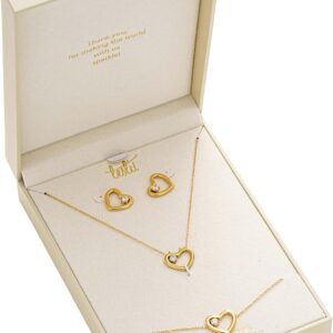 Jewellery Set with Heart Motif, Earrings, Bracelet and Necklace, Packed in Elegant Box, Stainless Steel, Waterproof