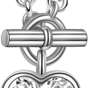 Women's Necklace Solid 925 Silver with Cubic Zirconia Heart Chain Silver Chain I Love You with Heart Pendant Chain 40-45 cm Adjustable Gifts for Women for Birthday Anniversary Wedding Anniversary