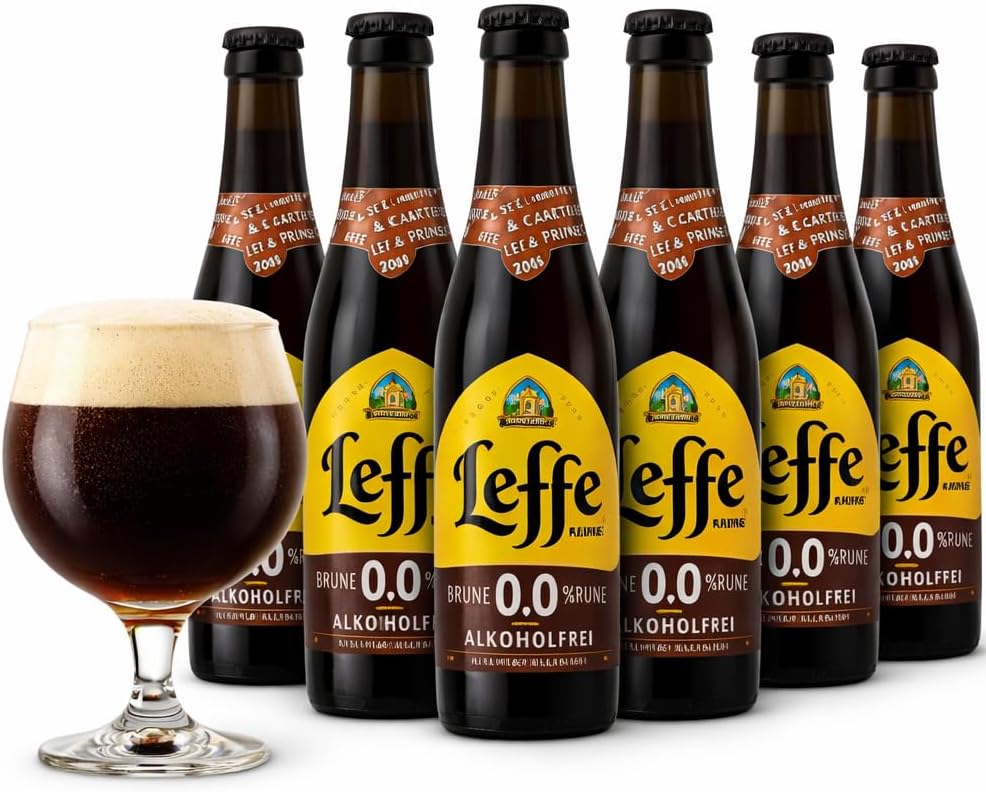Leffe Brune 0.0% Alcohol Free - 12 × 0.33 L | Dark Belgian Beer | Full Flavour Without Alcohol