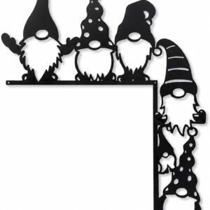 Christmas Decoration Door Frame Gnome Metal Black, Christmas Decoration Interior Door Frame Decoration with 6 Gnomes, Decoration Christmas Indoor for Door Window Fireplace Christmas Decorations