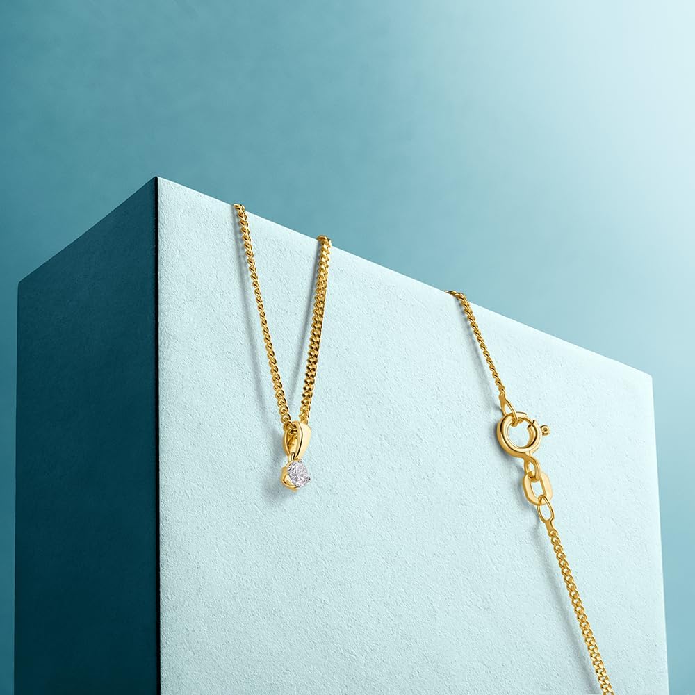 MIORE Schmuck, Kette Damen, Kettenanhänger Weißgold/Gelbgold 375 9kt mit Halskette Silber 925/ Vergoldet 18K und Diamant 0.10/0.15/0.25ct, Echt Gold Anhänger, Silberkette, Damen Schmuck Handgemacht – Bild 3