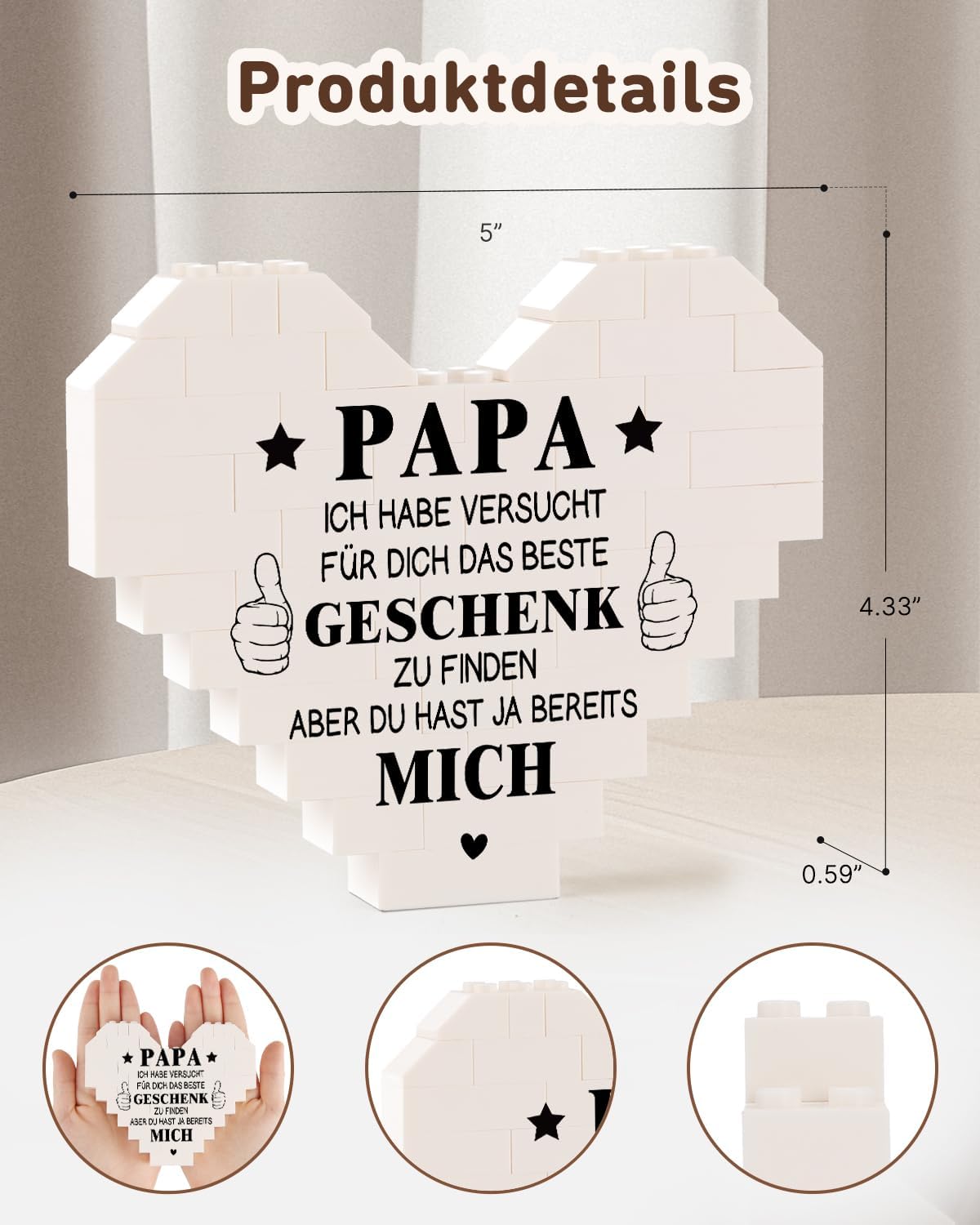 Dad Gift, Cube Heart Decoration Gifts for Dad, Birthday, Father's Day – Bild 4