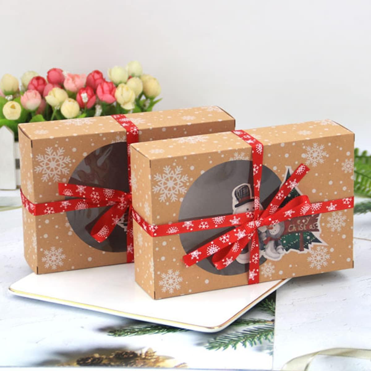 Pack of 12 Christmas Biscuit Boxes, Biscuit Packaging, Christmas Box, Biscuit Box, Cake Boxes with Viewing Window for Bakery, Chocolate, Chocolate Box Packaging – Bild 6