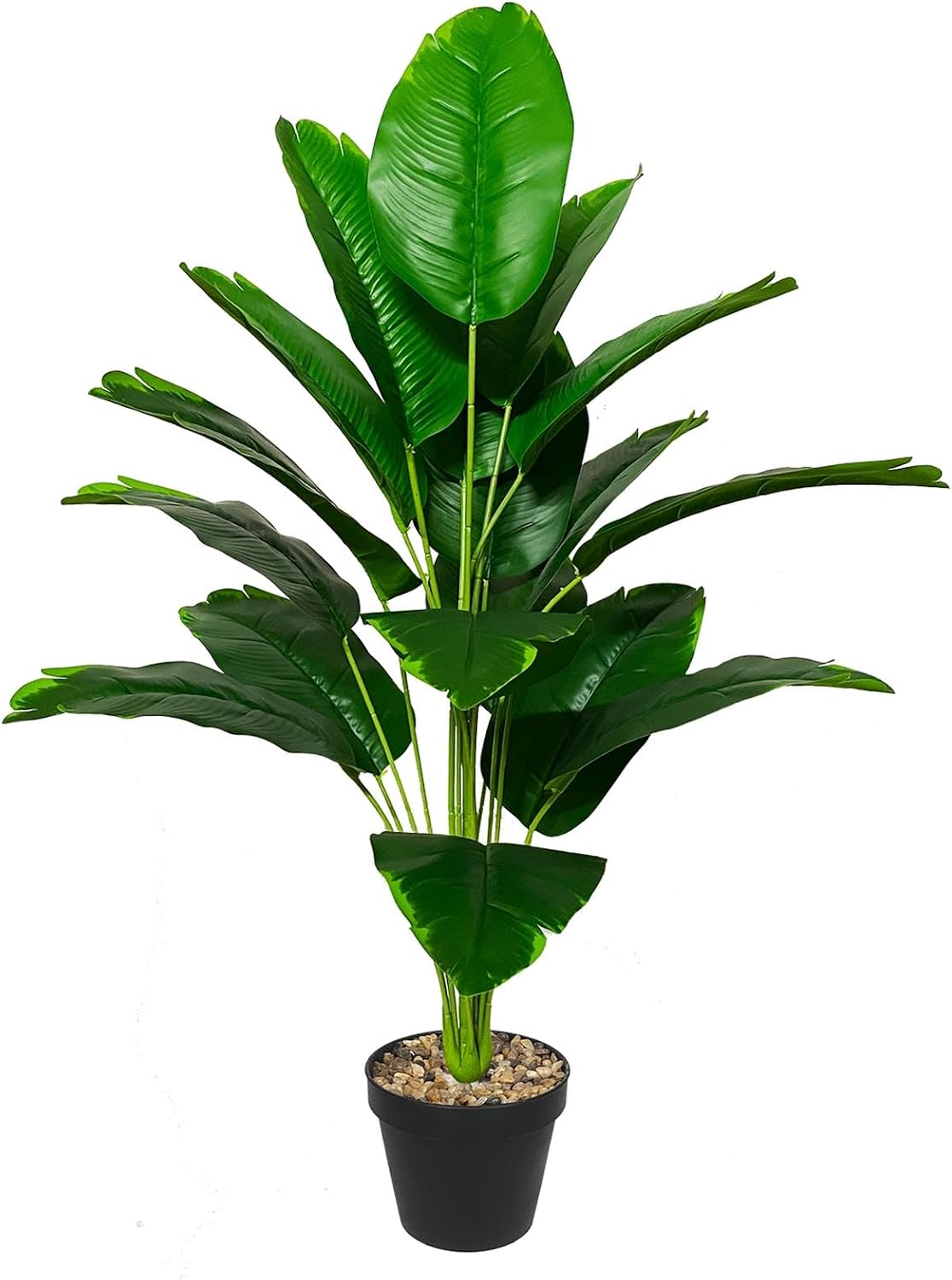 Artificial Plants in Pot, Plastic, Artificial Tropical Plants, Green Leaves with Stems and Pots, Green Plant, Fake Plants for Home, Office Plant Decoration (80 cm, Green Bird of Paradise)