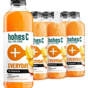 hohes C All-in-One Everyday (6 x 850 ml), Multi-Fruit Juice from Fruit Juice Concentrates (Orange, Lemon, Sea Buckthorn), 10 Vitamins, No Added Sugar & Sweeteners, No Artificial Flavours, Vegan