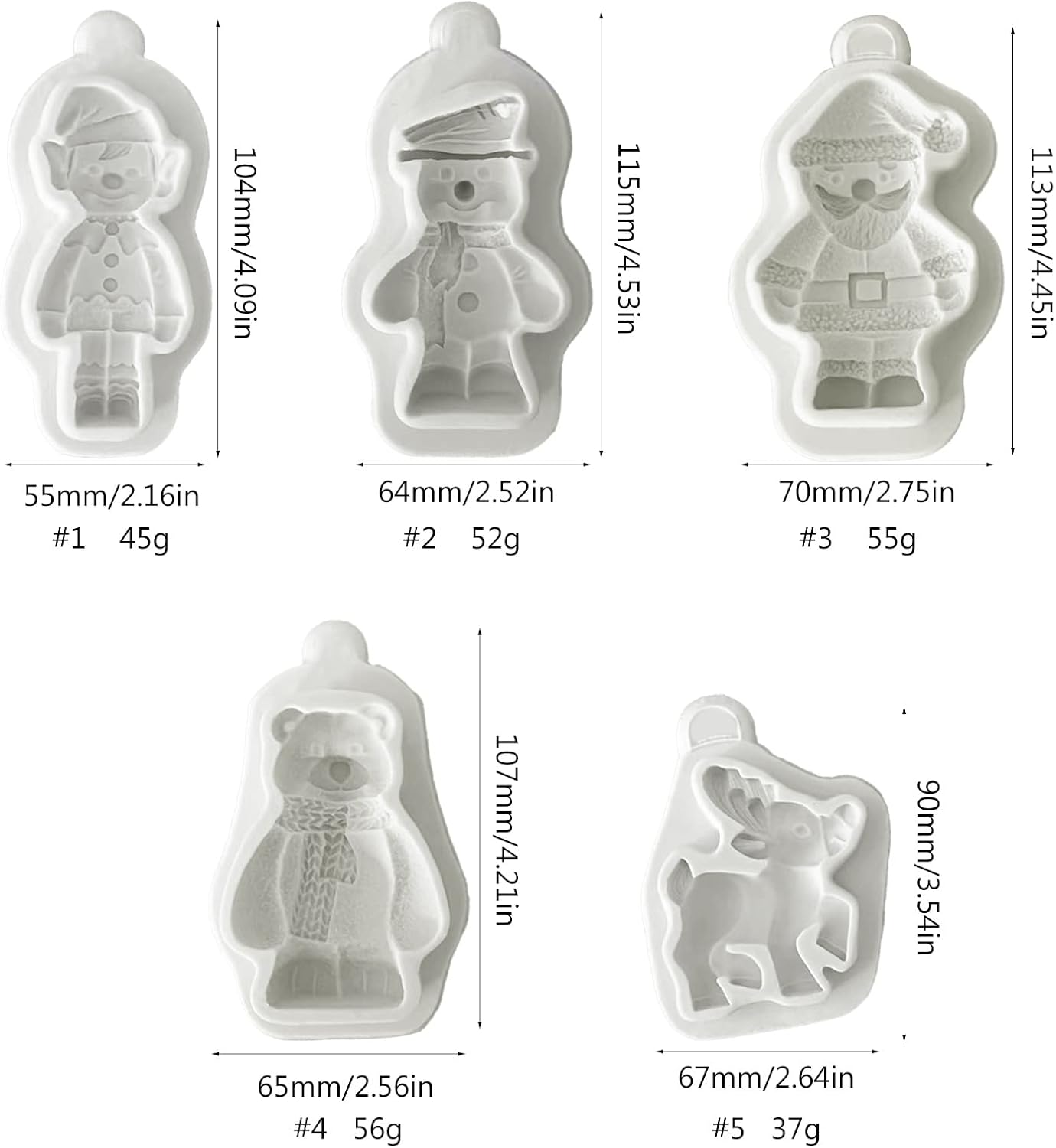 3D Christmas Santa Claus Elk Bear Boy Silicone Mould Cake Pastry Baking Mould for Making Chocolate Fondant Non-Stick Fondant Moulds for Cake Decoration Christmas 3D Silicone for – Bild 4