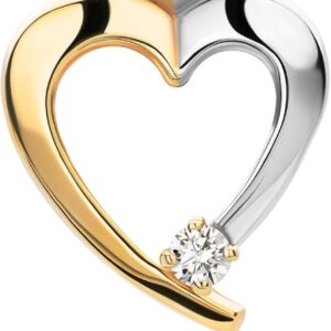 MIORE 9ct Bicolour Yellow Gold / White Gold Heart Pendant (375) - Pendant Gold/with Gold Chain/Silver Chain, Gold Jewellery Women