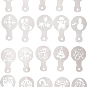 WILTON Christmas Stencils for Cookies, Pack of 20: Christmas Stencils with Christmas Motifs, Reusable, Ideal for Royal Icing, Cocoa, Airbrush and Colour Powder, Plastic
