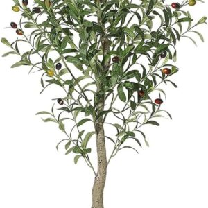 Artificial Olive Tree 180 cm, Artificial Plant Like Real, Dense Green Leaves with Artificial Olives, UV-Resistant, Easy Care, Decoration for Living Room, Balcony, Office