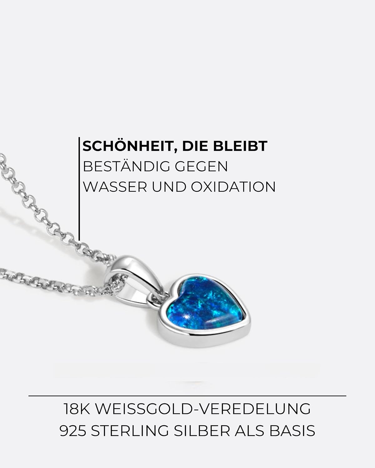 Women's Australian Opal Necklace - Handmade 925 Sterling Silver Opal Pendant with 18K White Gold Coating - Adjustable Genuine Jewellery for Everyday and Special Occasions – Bild 4