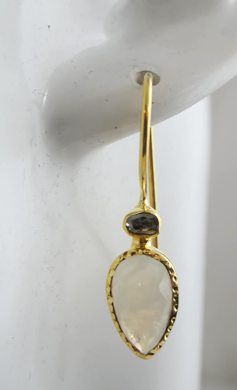 Moonstone and Diamond Gold-Plated 925 Silver Earrings – Bild 6