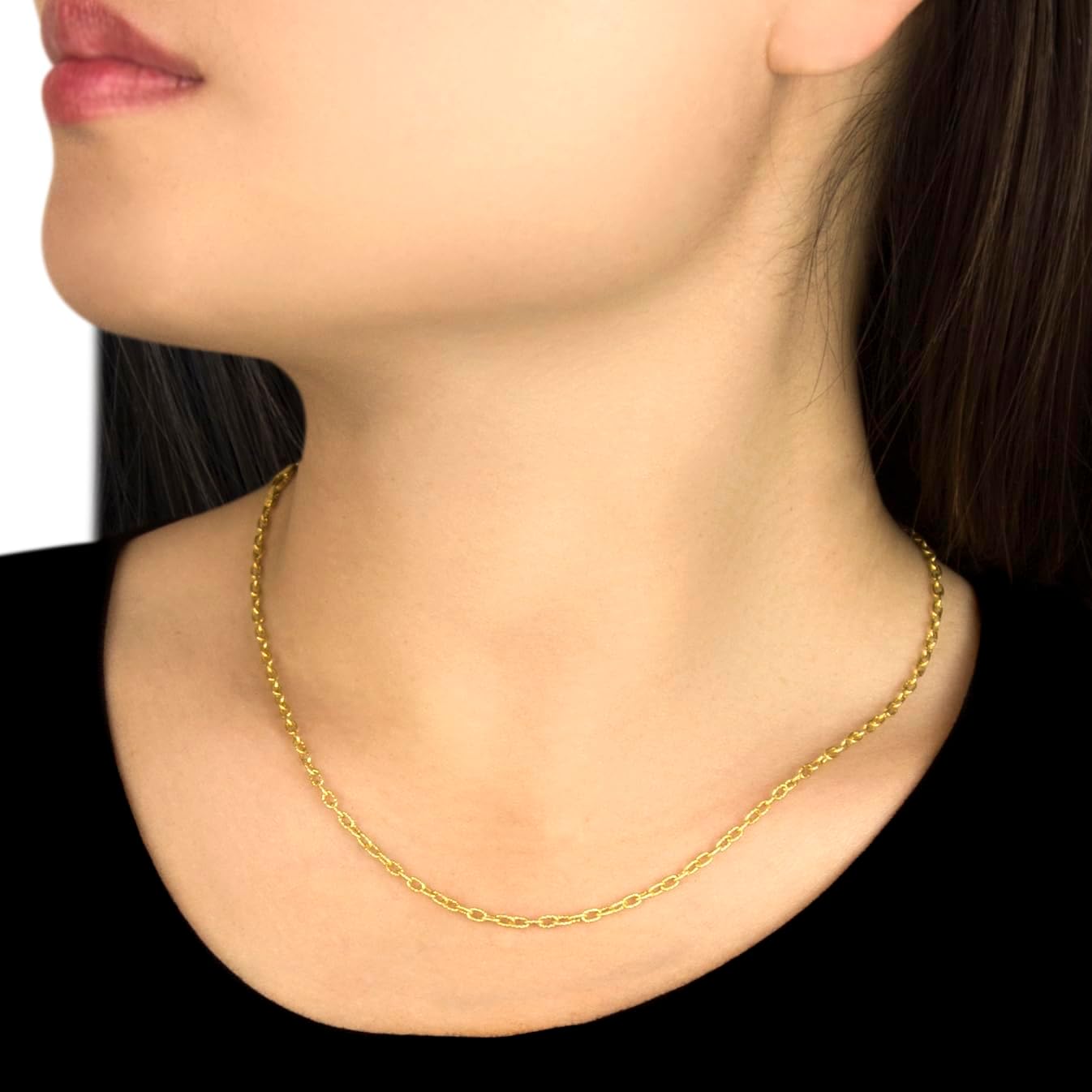 Unisex Twist gemustert Oval Belcher Halskette 9k (375) Gelbgold – Bild 4