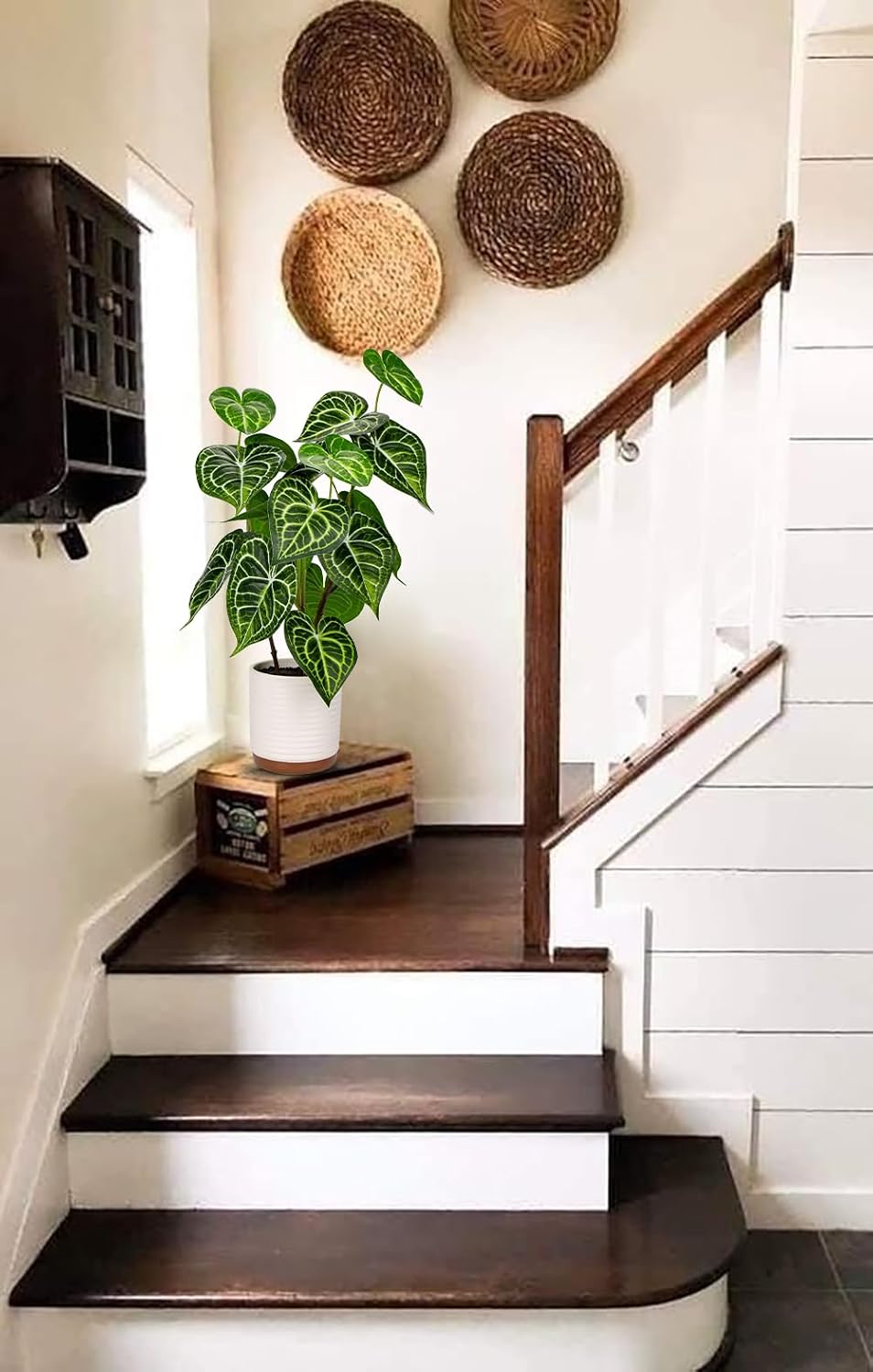 Briful 55 cm Artificial Plant Anthurium Crystallinum Artificial Plants Like Real Decorative Plants Indoor Plant in Ceramic Pot for Home Resto Bathroom Decoration – Bild 4