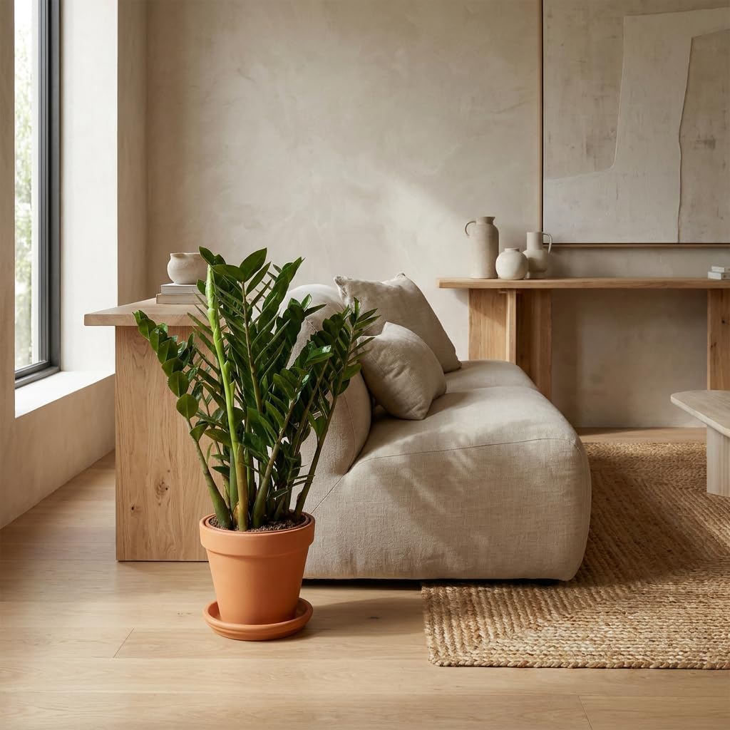 Bloomique - Zamioculcas Zamiifolia - Lucky Feather - Large Indoor Plants - Very Easy Care - Purifies Air - Height 80-90 cm - Pot 21 cm – Bild 4