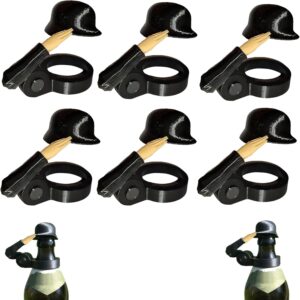 Soldier Salut Beer Bottles Helmet Soldier Greeting Beer Bottle Helmet Soldiers Salut Beer Bottle Stoppers for Beer Bottles Soldier Greeting Beer Helmet (Black-6 Pack)