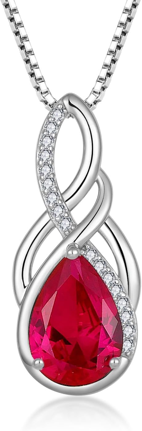 YL Unendlichkeit Kette Damen 925 Sterling Silber Geburtsstein Schmuck
