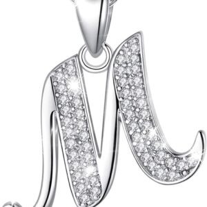 Aeonslove Ladies’ Letter Chain, Silver Necklace, Letter Chain with Letter Pendant, Alphabet Letter, Initial Pendant, Jewellery Gift for Girls