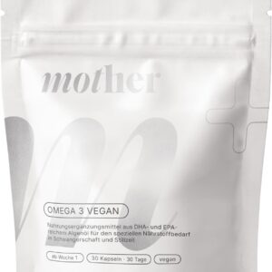 mother+ Omega-3 Vegan Mono - High Quality Omega-3 Made from Algae Oil / With DHA & EPA for Pregnancy, Breastfeeding & Mum Health / 100% Vegan & Sustainable