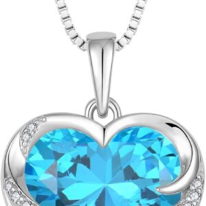 starchenie Heart Necklace Women's 925 Sterling Silver Birthstone Pendant Chain Angel Wings Guardian Love Jewellery Gifts for Women Mum