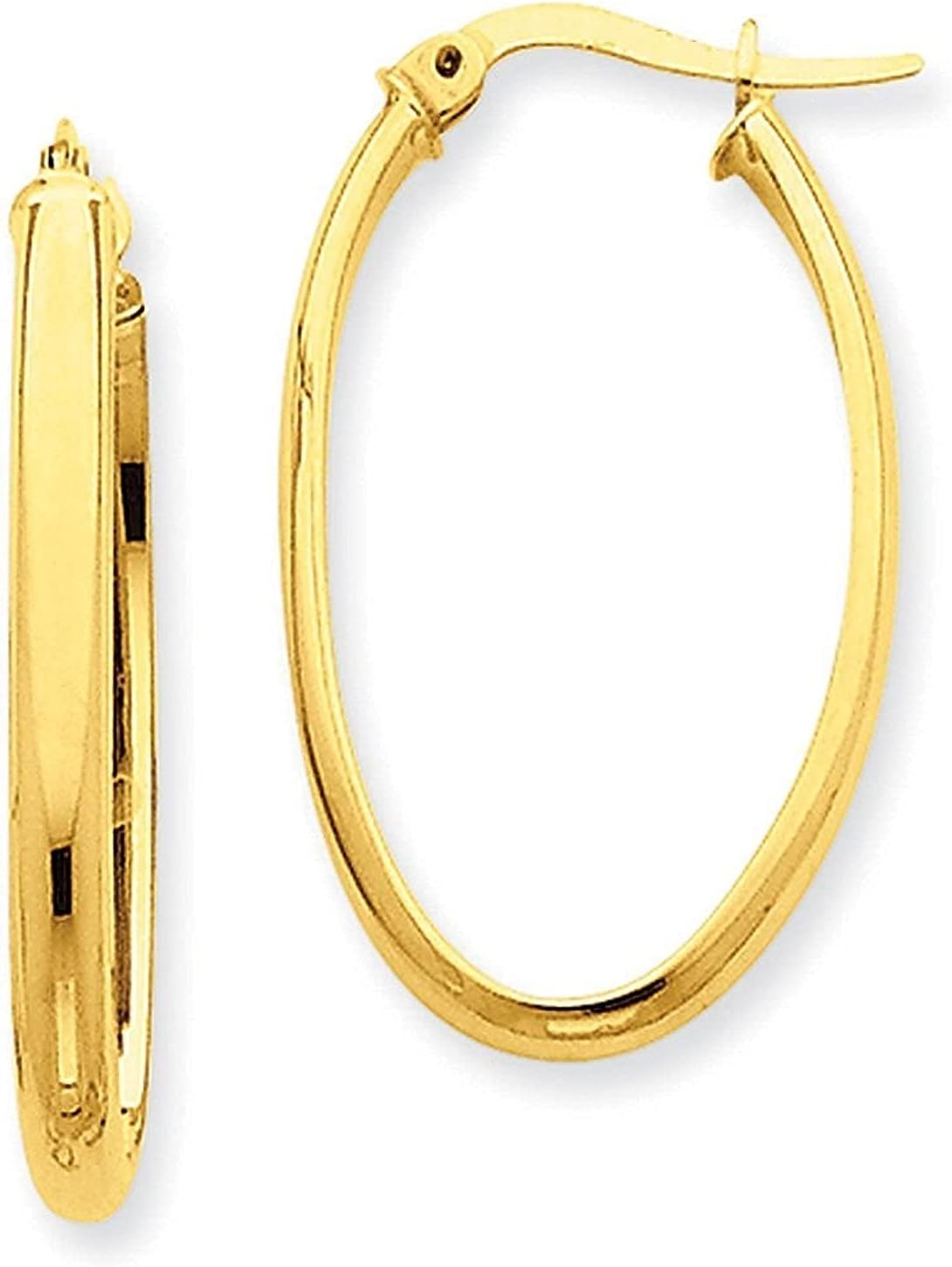 PRINS JEWELS PRIO141 Oval Hoop Earrings 14 Carat 585 Yellow Gold 3 x 20 mm – Bild 3