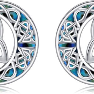 Celtic Moon Earrings 925 Sterling Silver Crescent Moon Earring for Women Celtic Knot Jewellery Gifts Lucky Irish Jewellery