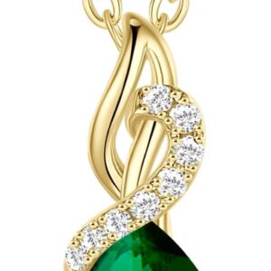 FANCIME Solid 14 Carat 585 White Gold Drop Pendant with 925 Sterling Silver Chain Necklace with Gemstone and Diamond Jewellery for Women with Gift Box - Chain Length: 40 + 5 cm