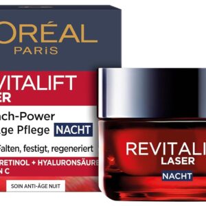 L’Oréal Paris Anti-Ageing Night Cream with Triple Power for Women: Reduces Wrinkles & Tightens the Skin, with Pro-Retinol, Hyaluronic Acid and Vitamin C, RevitaLift Laser, 1 x 50 ml