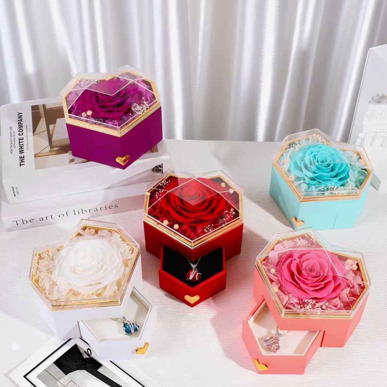 Eternal Rose Gift Box with Chain, Gifts for Women, Birthday Gifts for Grey, Gift Girlfriend, Birthday Gift for Mum, Sister, Girlfriend – Bild 7
