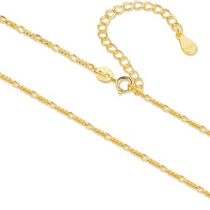 Fine Gold Chain Sterling Silver 925 Necklace Short Figaro Chain/Venetian Chain/Cord Chain/Link Chain/Snake Chain/Anchor Chain/Singapore Chain/Curb Chain without Pendant Jewellery Chain