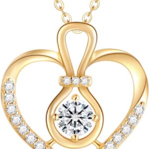 375/9K Real Gold Heart Necklace for Women, Yellow Gold 0.55 Carat (CTTW), Moissanite Infinity Heart Pendant Necklace, Anniversary Birthday Gift for Wife, Girlfriend