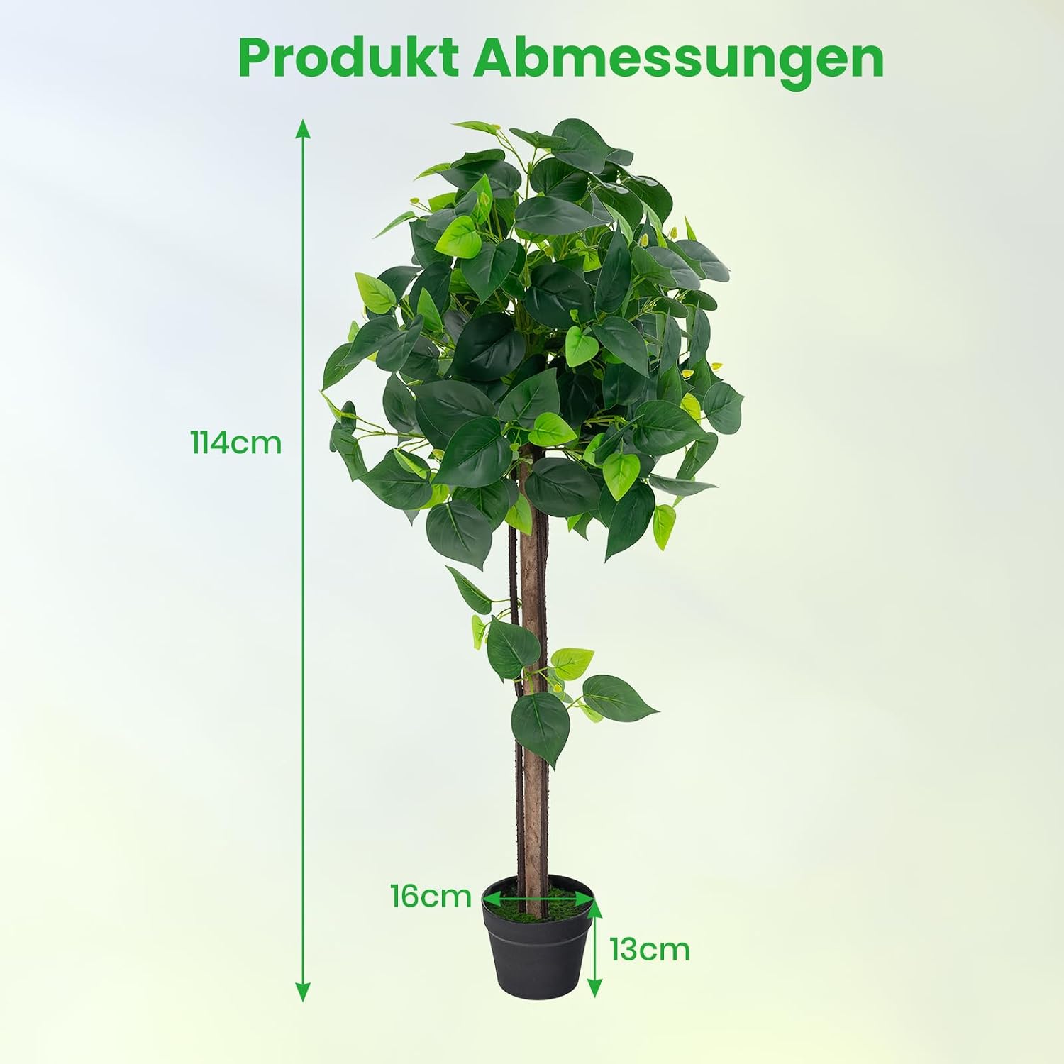 RELAX4LIFE Artificial Plant, Artificial Plant Hydrangea Tree, Green Plant 114 cm, Artificial Tree in Pot, Fake Plant, Plastic Plant, Decorative Plant for Living Room, Bedroom, Office, Housewarming – Bild 5