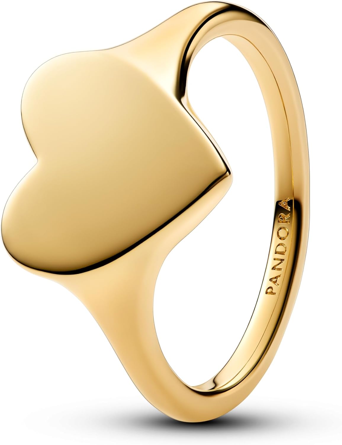 PANDORA Moments 163988C00-56 Engraved Heart Ring 14 Carat Gold-Plated Sterling Silver Size: 56