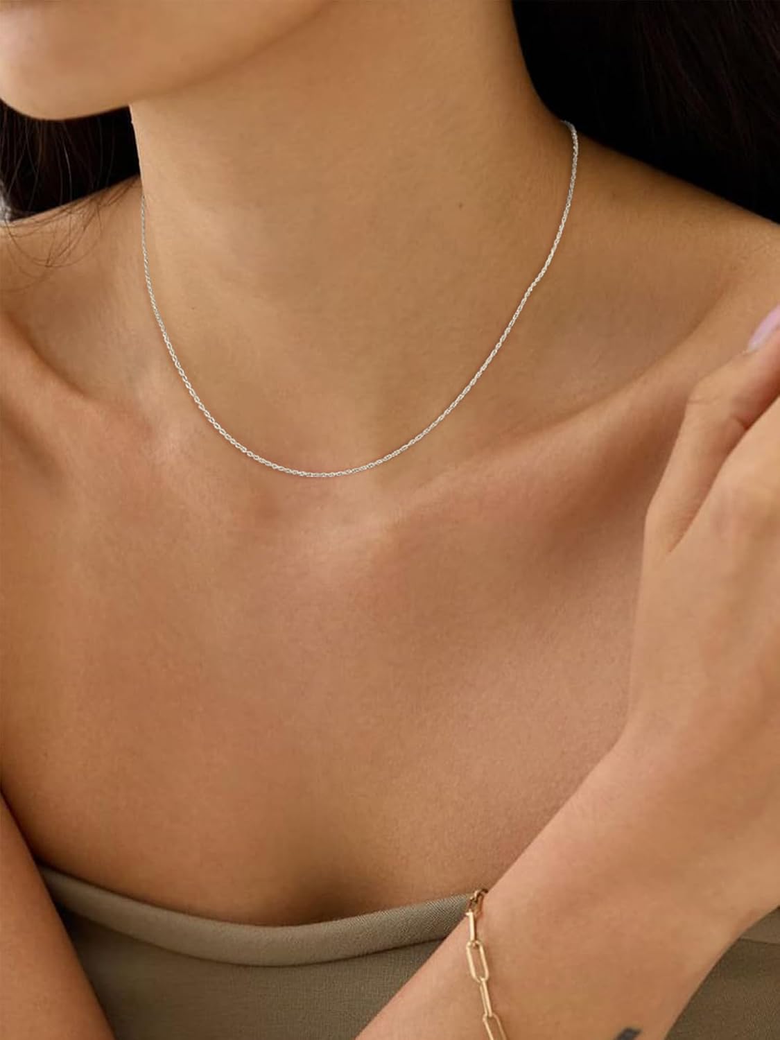Esrael 925 Sterling Silver Solid 1.5 mm 2 mm Cord Chain Necklace for Women, Robust Non-Fading Silver Chain, Women's Jewellery, Gifts for Women, 14/16/18/20/22/24 Inches – Bild 5