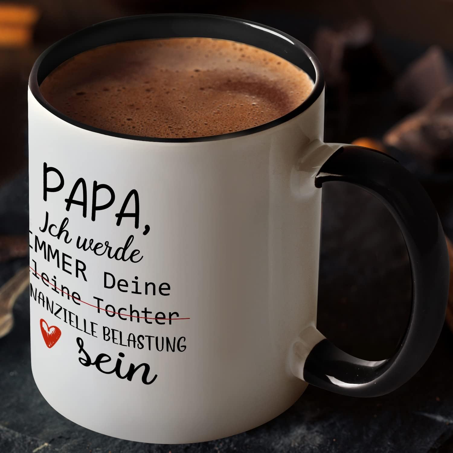 Joymaking Coffee Mug Gifts for Dad, Dad Mug with Saying Papa, Ich Werde Immer Deine Kleine Tochter Finanzielle Belastung Sein, Coffee Cup Dad Mug Gift for Father Father's Day Birthday – Bild 4