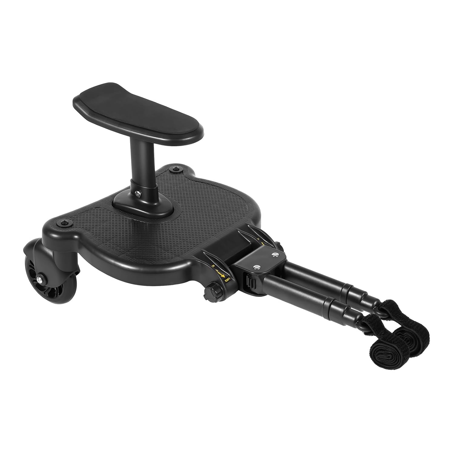 Universal Buggy Board, 25 kg Load Capacity, Black, Foldable, Removable Kiddyboard, Running Board, Wheeled Board, Carriage Board with Seat, Pram Organiser, Hanging Strap for Children from 2-6 Years – Bild 3