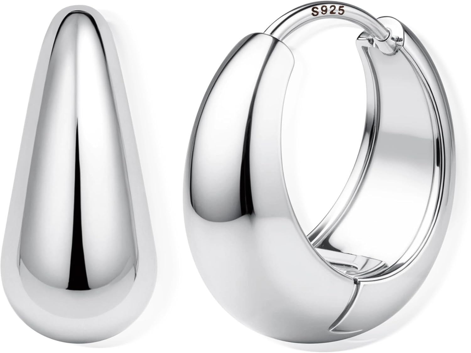 FIOROYAL 925 Silver Hoop Earrings for Women, Hypoallergenic Earrings Chunky 14K Gold Hoop Earrings Small Huggie Teardrop Stud Earrings for Sensitive Ears (Gold/Silver)
