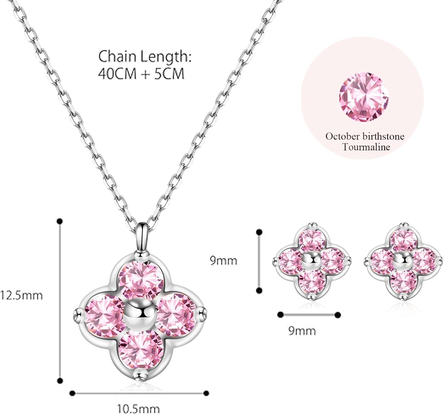 Women's Clover Birthstone Jewellery Set in 925 Sterling Silver – Bild 5