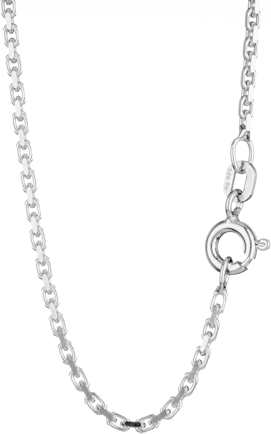NKlaus Solid Anchor Chain Necklace 925 Silver Chain Diamond-Coated 1.60 mm Wide